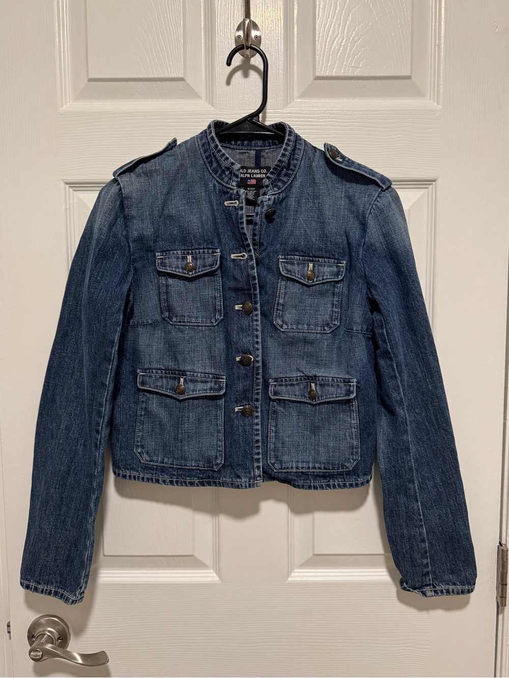 POLO JEANS CO. Ralph Lauren Women's Dark Blue Denim Military Jacket